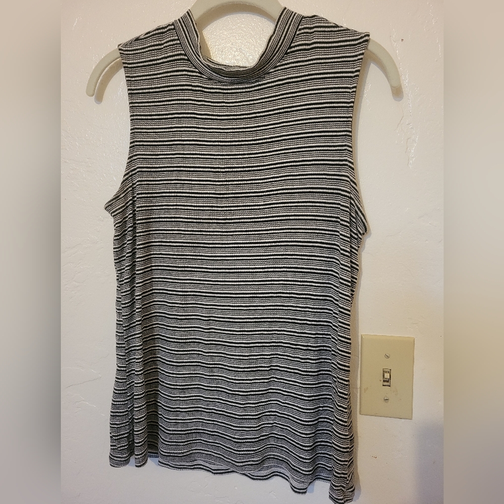 Apt. 9 Striped Sleeveless Top - Black and White